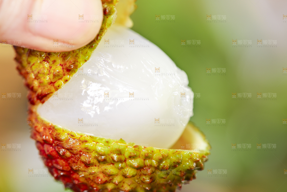 手里拿着荔枝