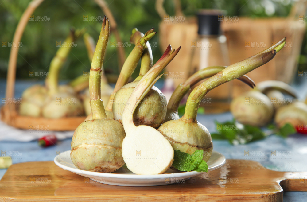 盘子里装着白慈菇