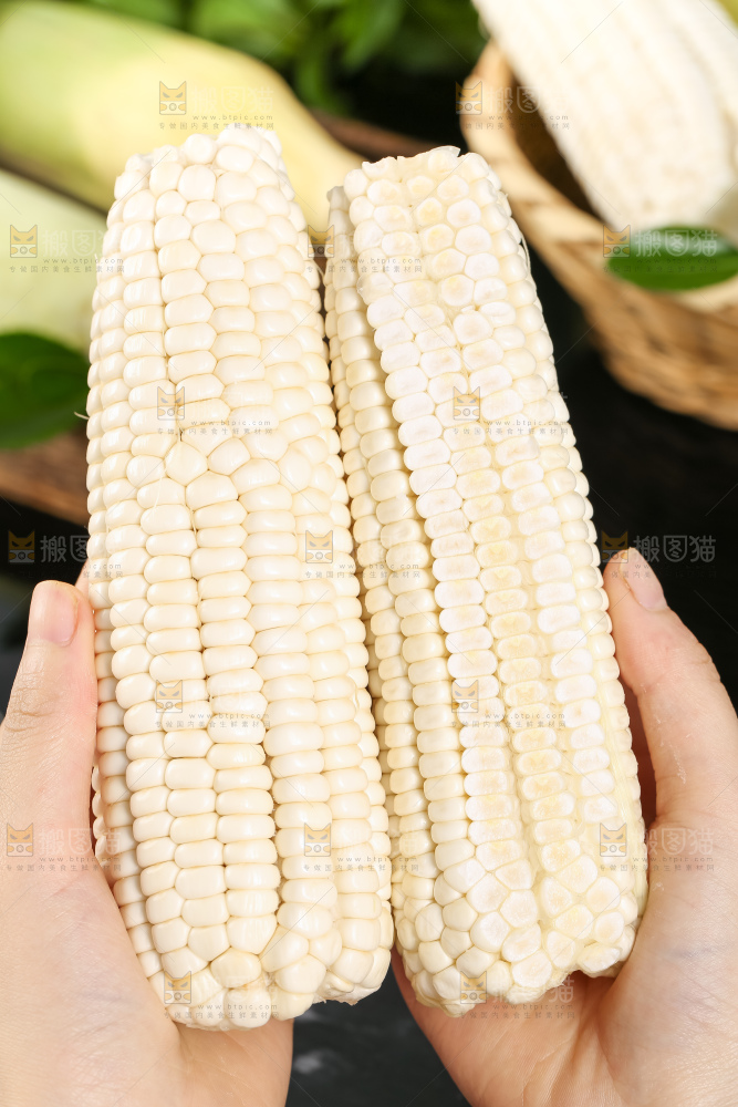 手里拿着甜玉米