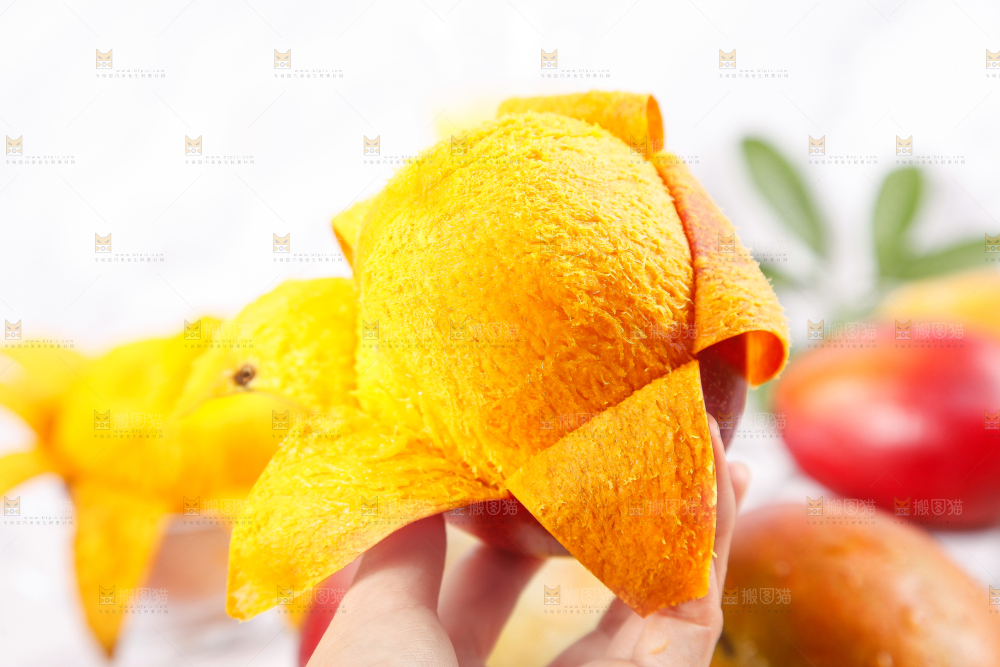 手里拿着新鲜芒果