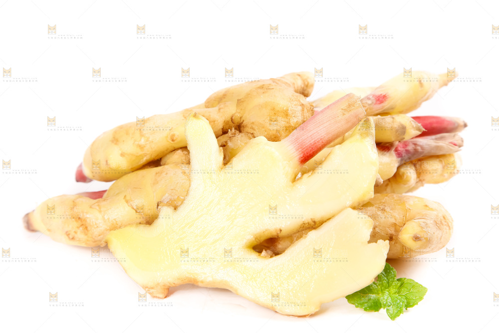 白底上的红芽姜