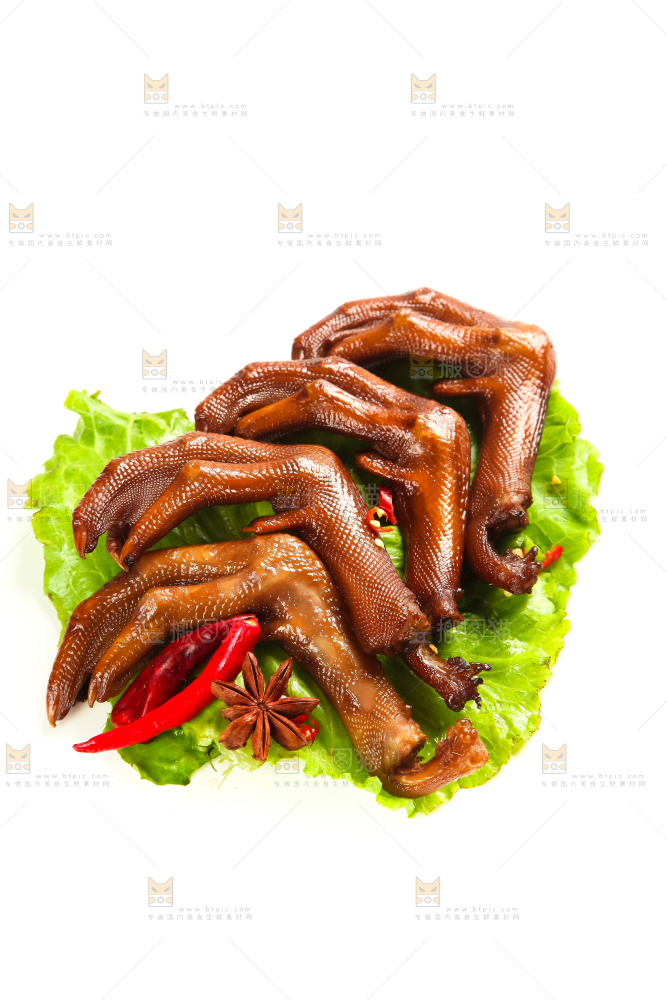 白底上的香辣鸭爪