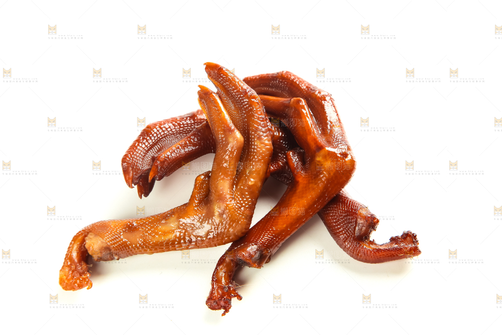 白底上的香辣鸭爪