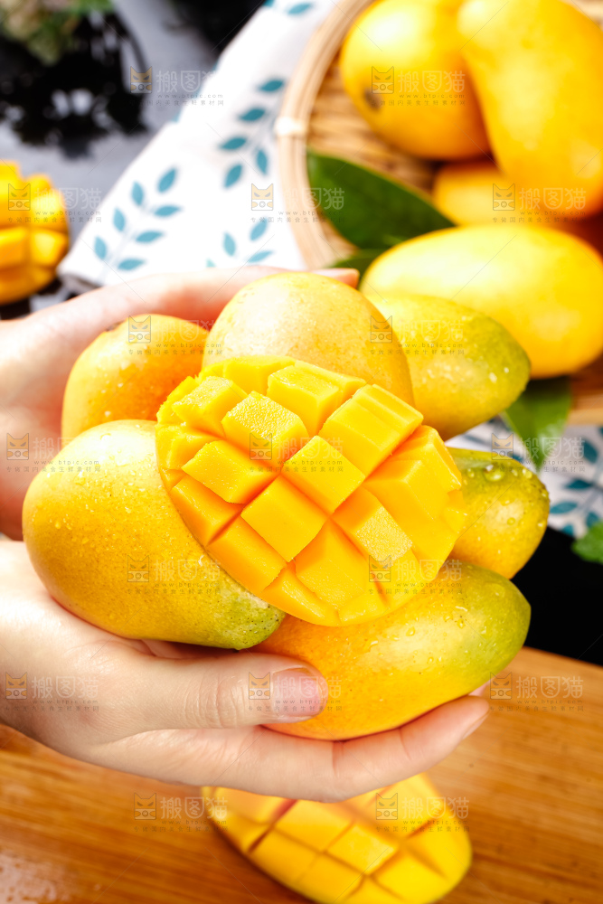 手里拿着芒果