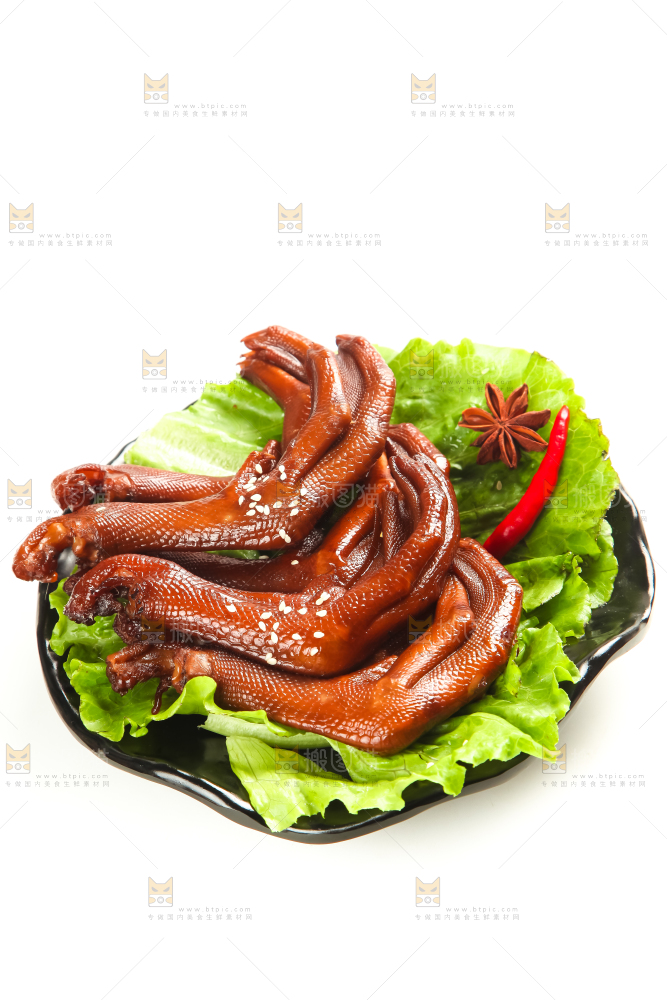 白底上的香辣鸭爪