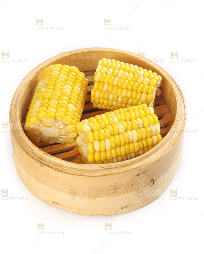白底上的水果玉米