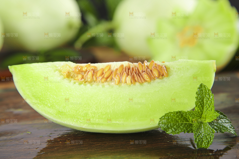深底上摆放着山东玉菇甜瓜