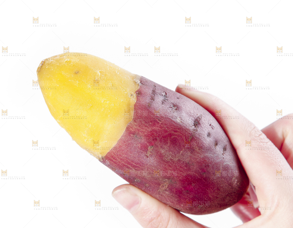 手里拿着黄心红薯