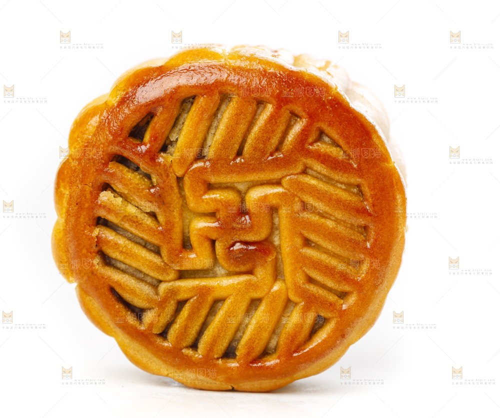 白底上放着广式月饼