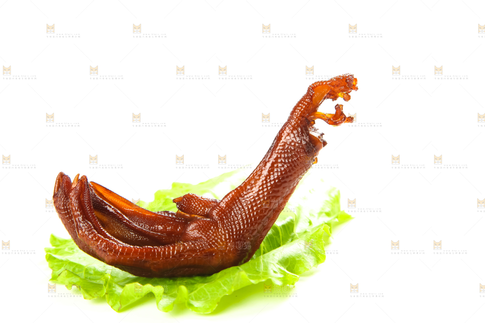 白底上的香辣鸭爪