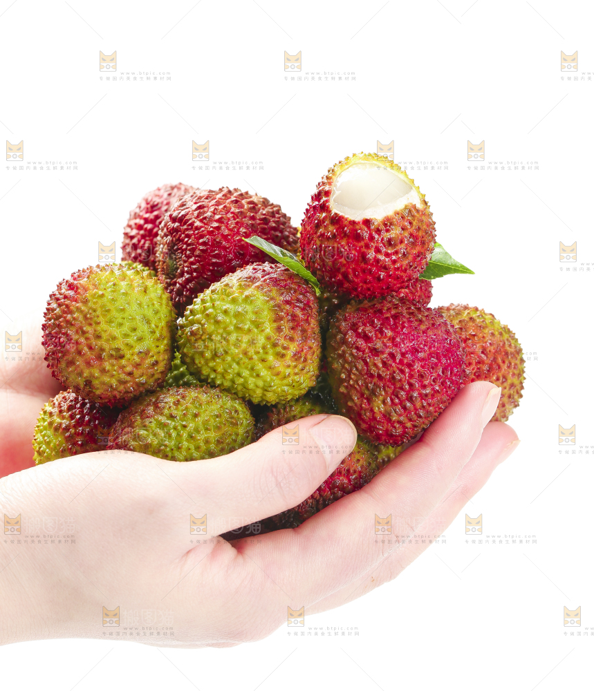 手里捧着荔枝