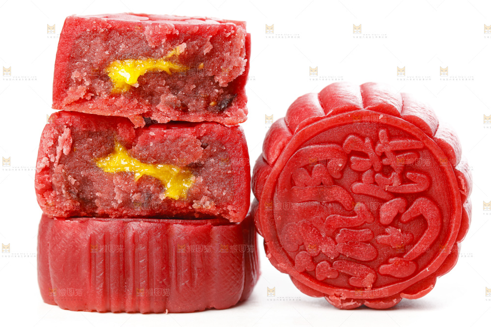 白底上的流心月饼