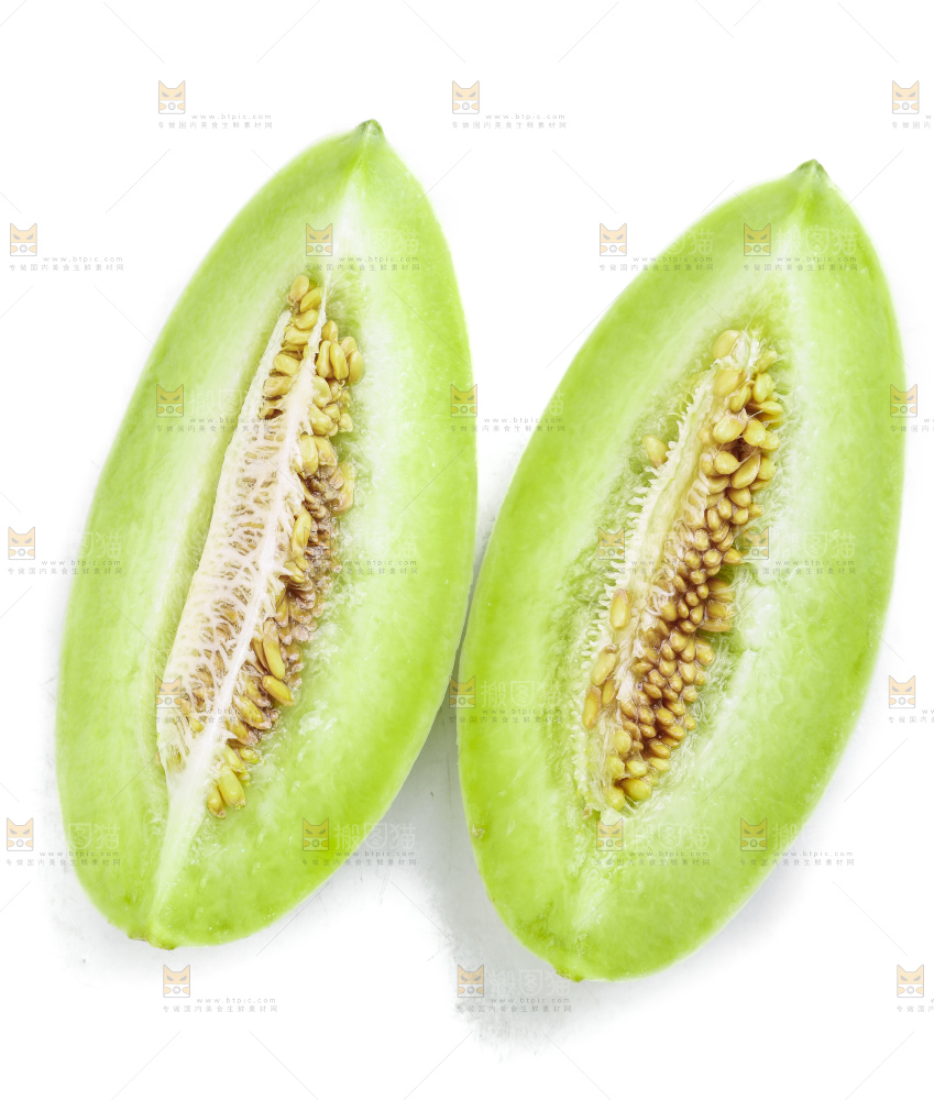 白底上摆放着山东玉菇甜瓜