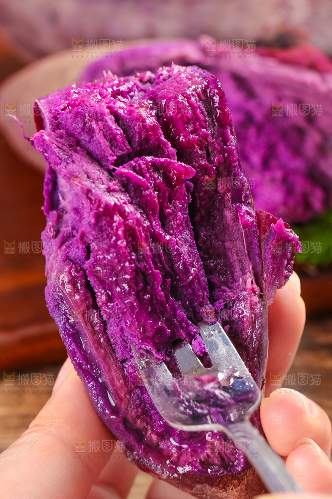 手里拿着紫番薯