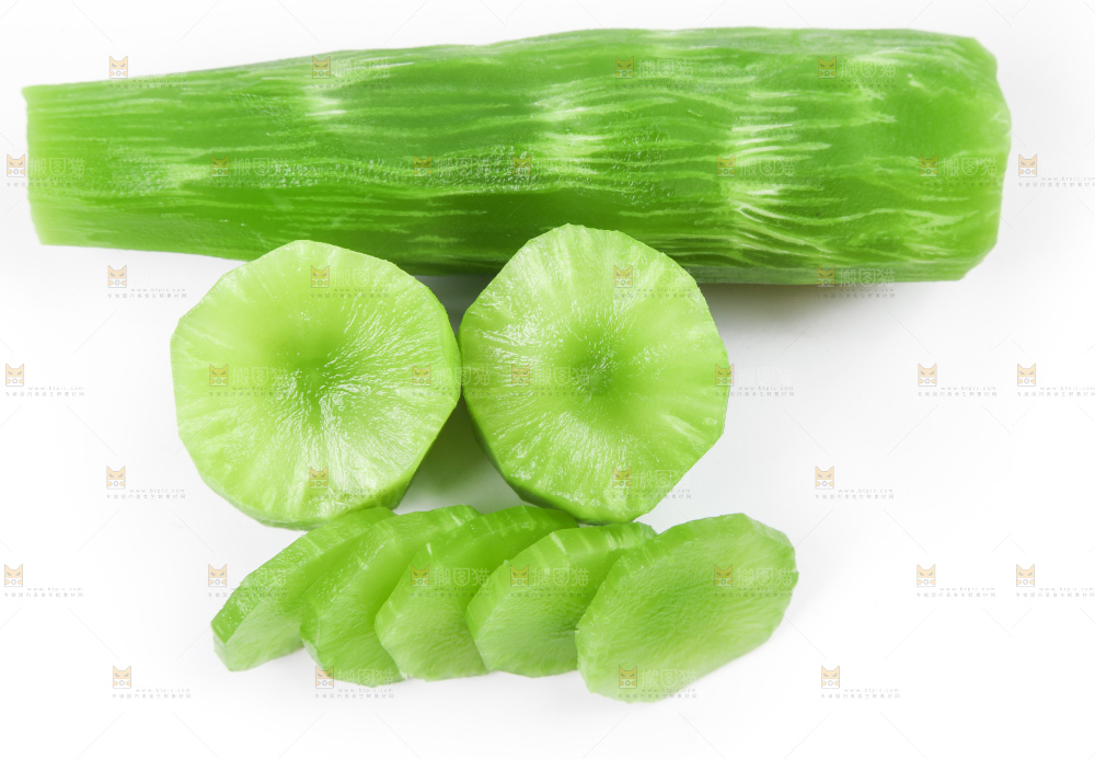白底上摆放着莴苣