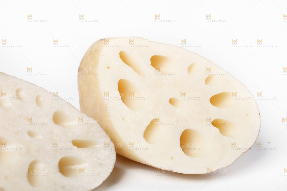 白底上一堆湖北洪湖莲藕