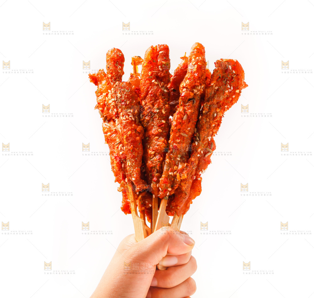 手拿肉串