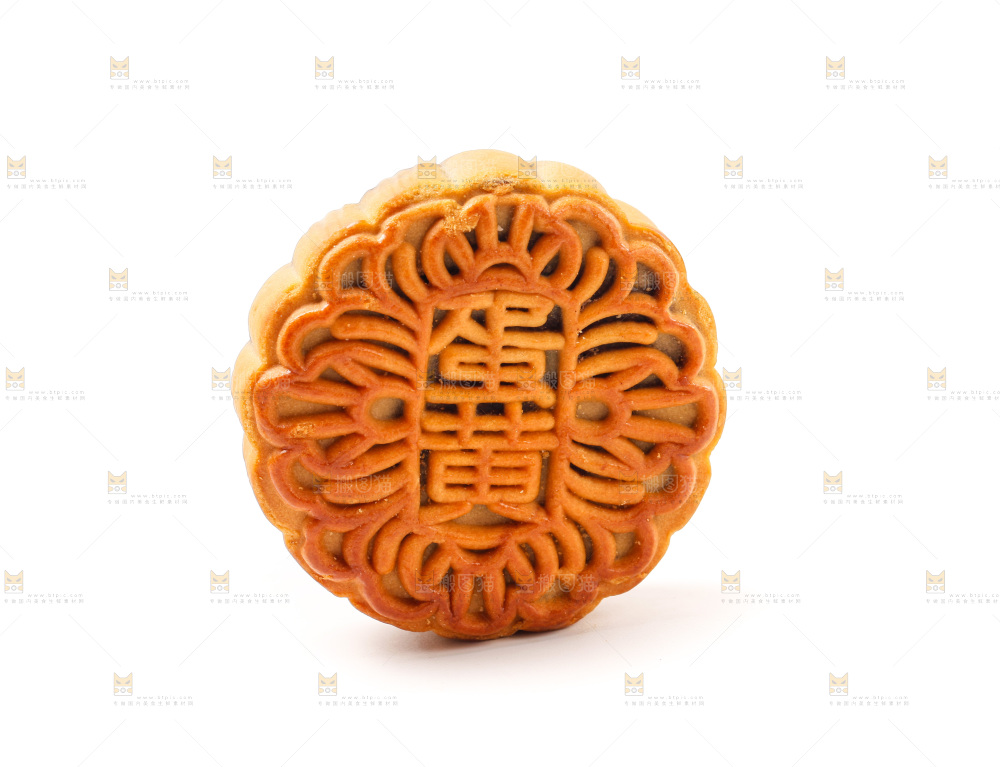 白底上的蛋黄月饼