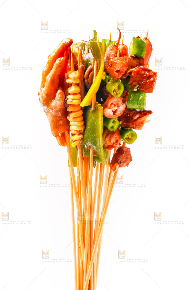白底上的钵钵鸡食材