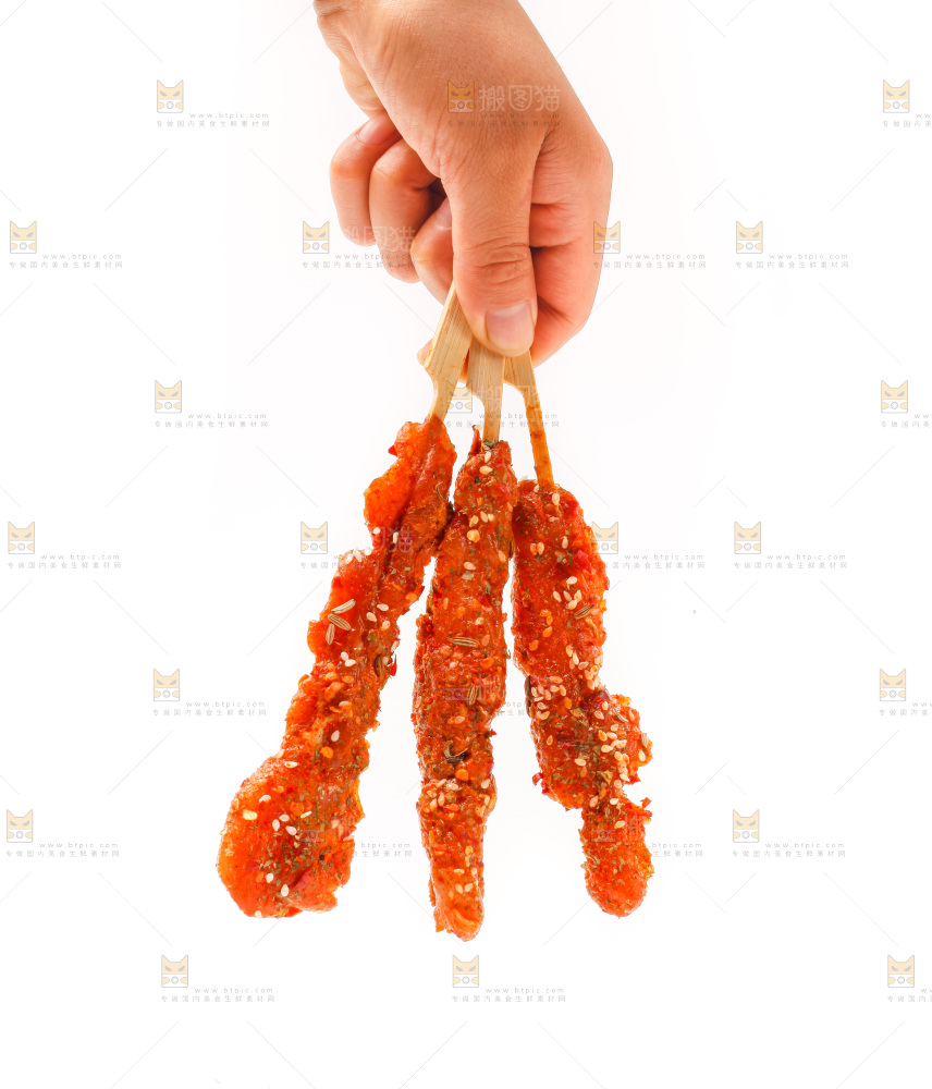 手拿肉串