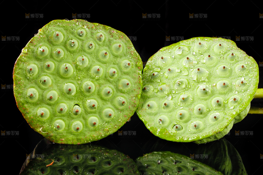 水果莲蓬放在黑底上
