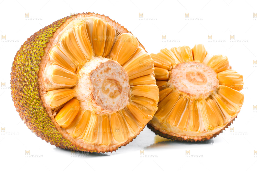 白底上放着海南红肉菠萝蜜