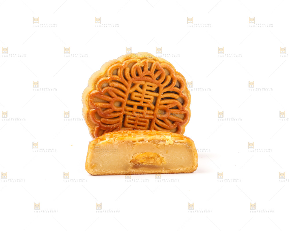 白底上的蛋黄月饼
