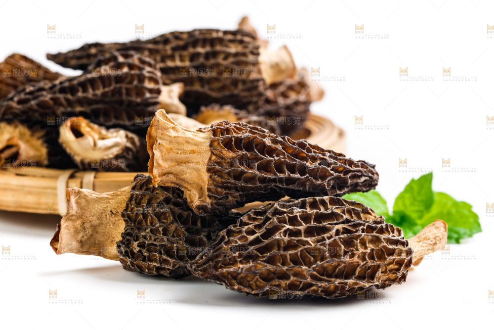 干羊肚菌放在浅底上
