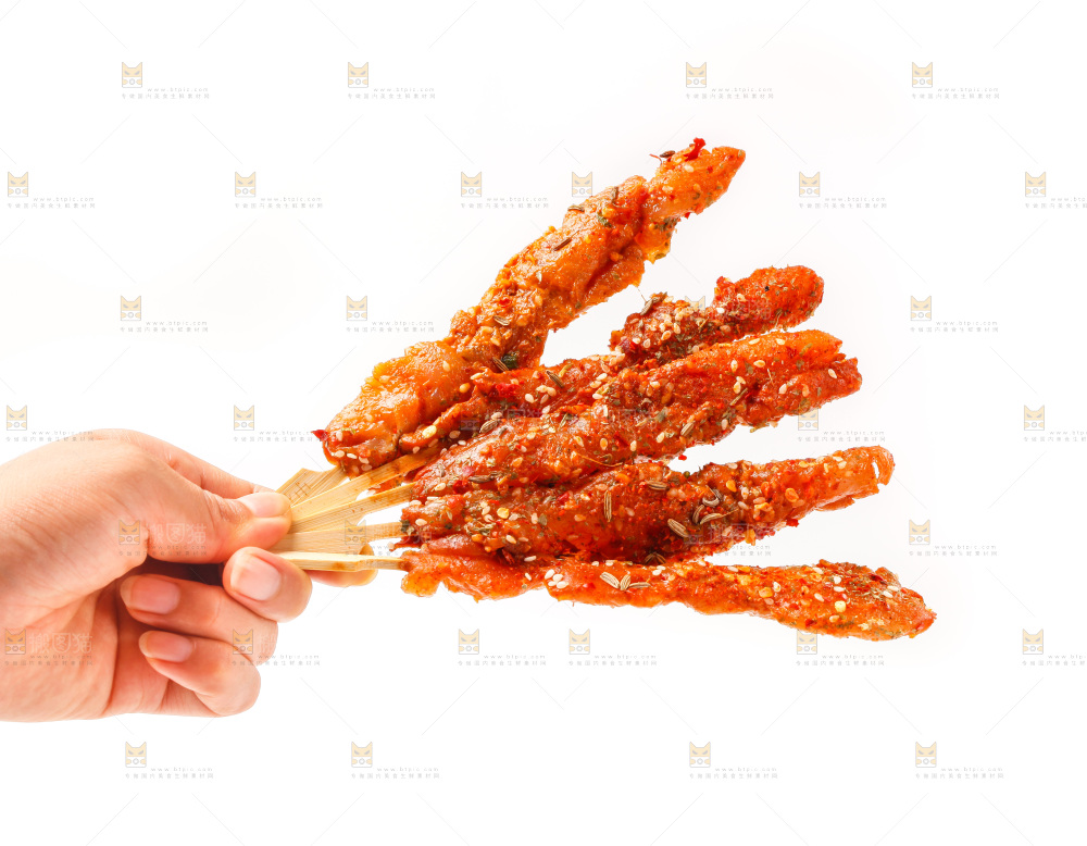 手拿肉串