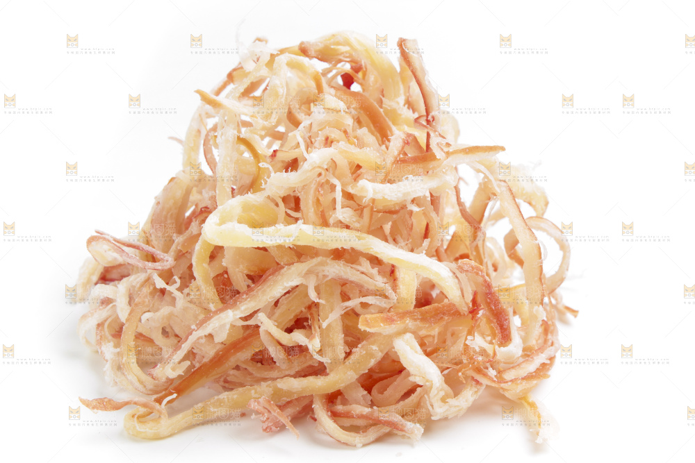 白底上放着原味鱿鱼丝
