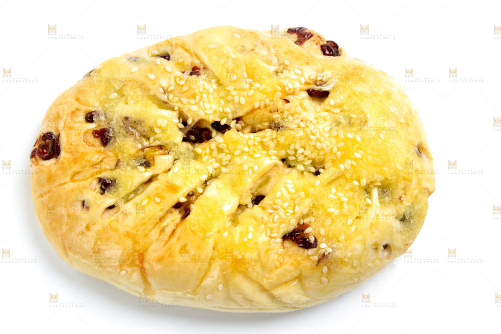 白底上放着红豆面包