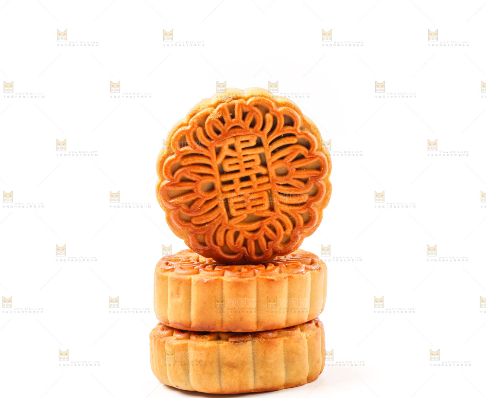 白底上的蛋黄月饼