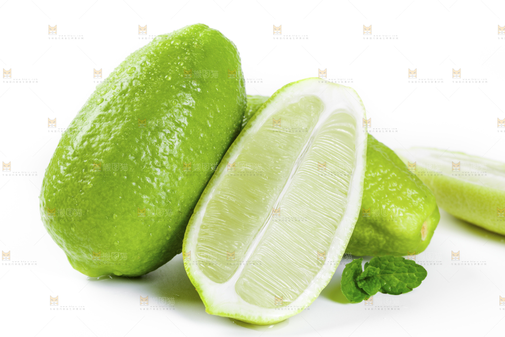 白底上的海南香水柠檬