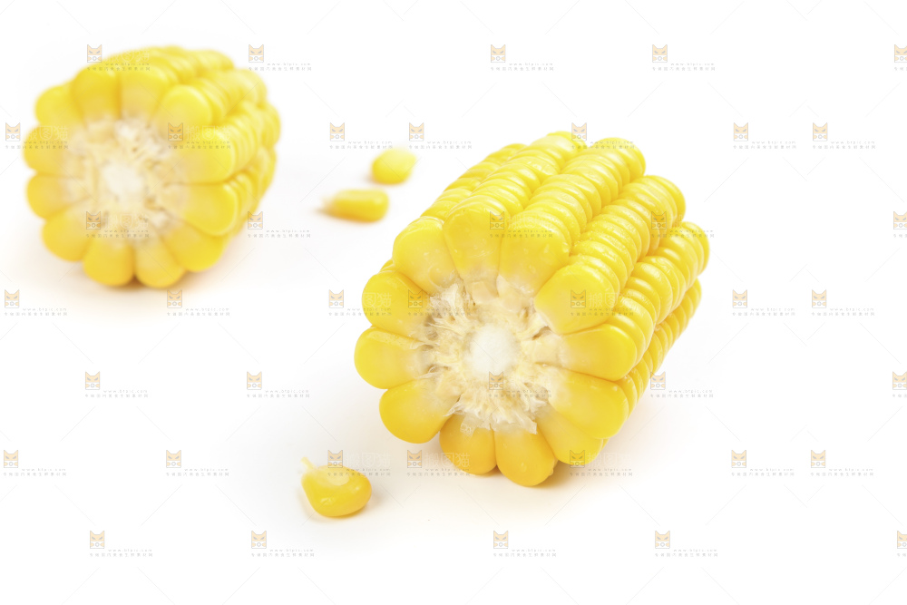 白底上的玉米棒