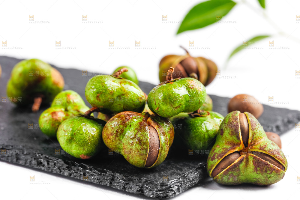 白底上放着茶树果