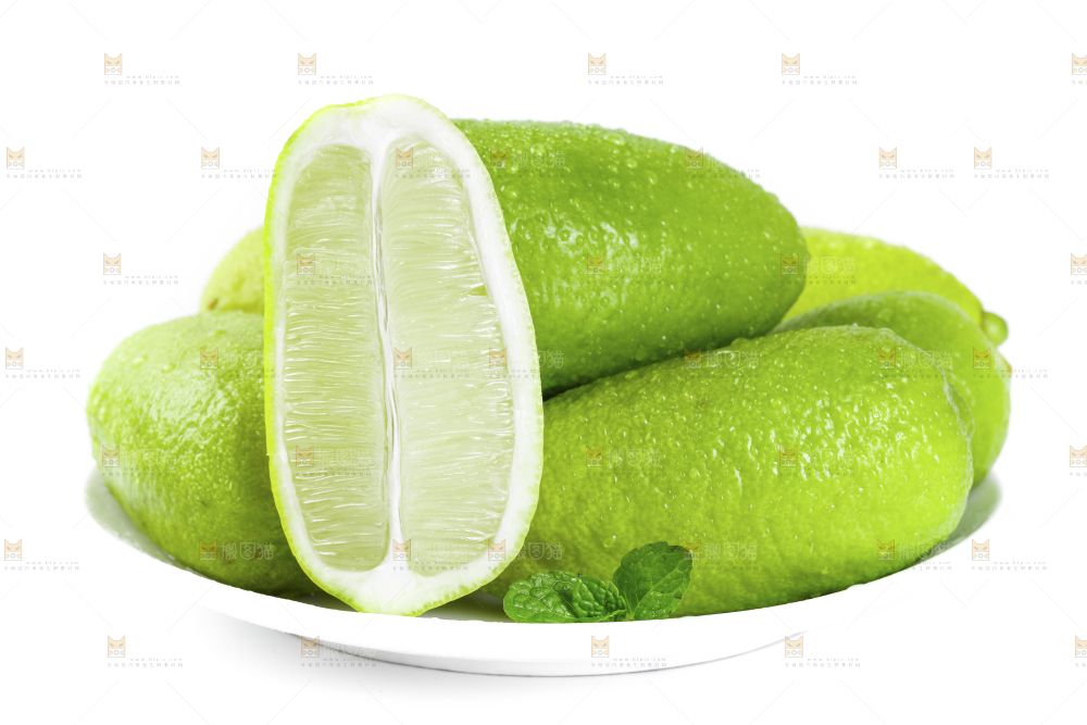 白底上的海南香水柠檬