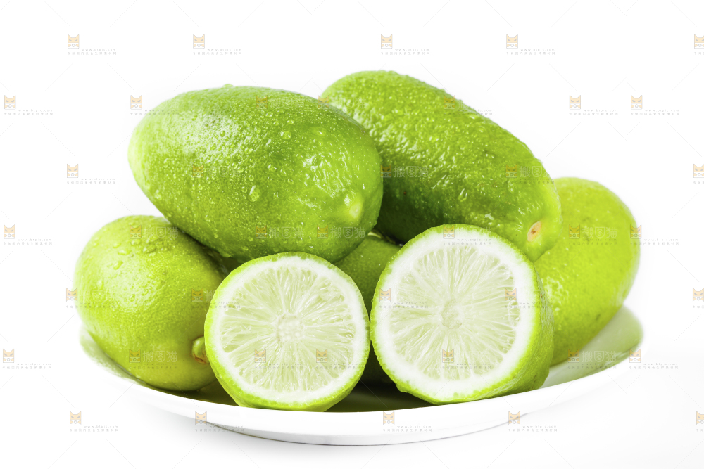 白底上的海南香水柠檬