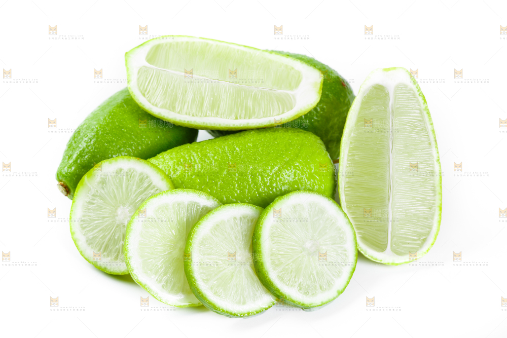 白底上的海南香水柠檬