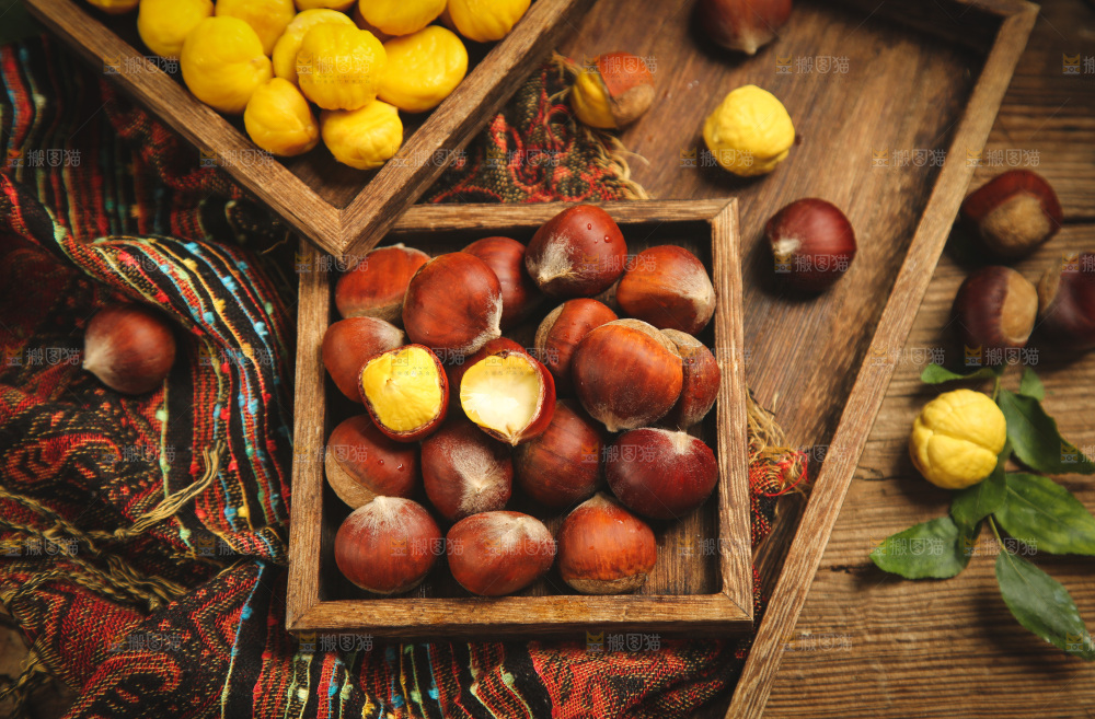 盘子里的生板栗