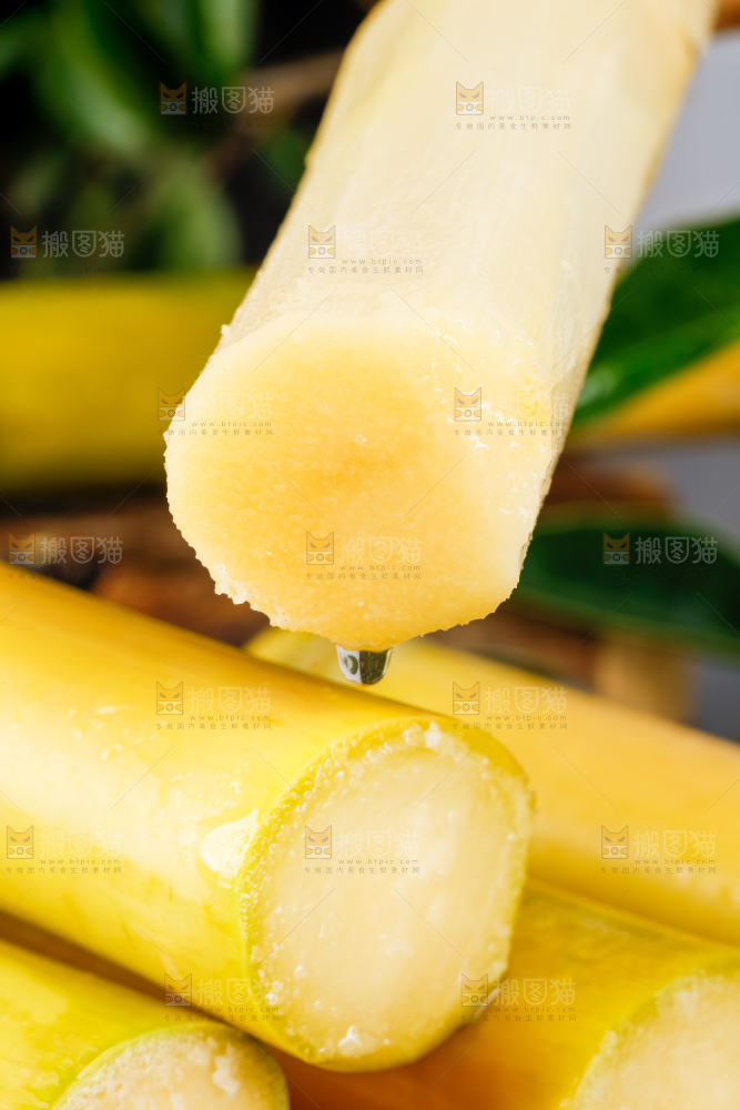手里拿着新鲜甘蔗