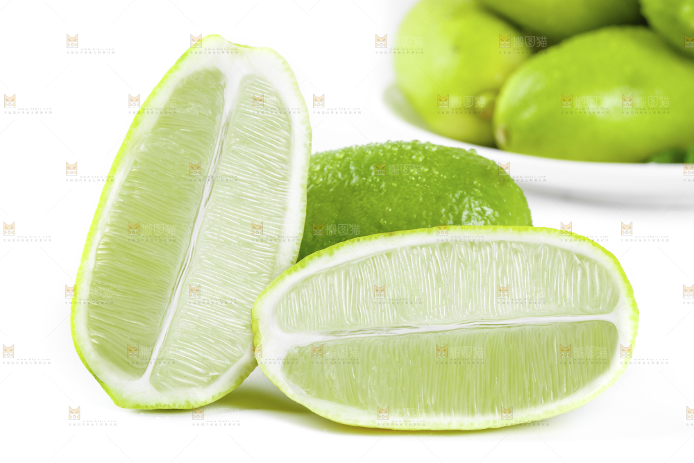 白底上的海南香水柠檬