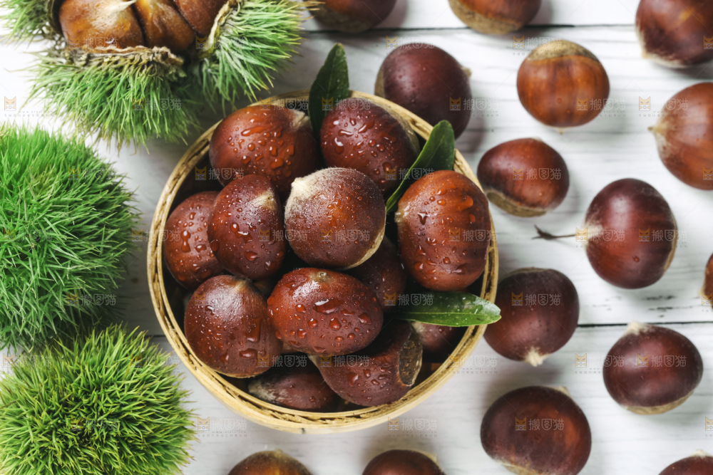 篮子里装着板栗