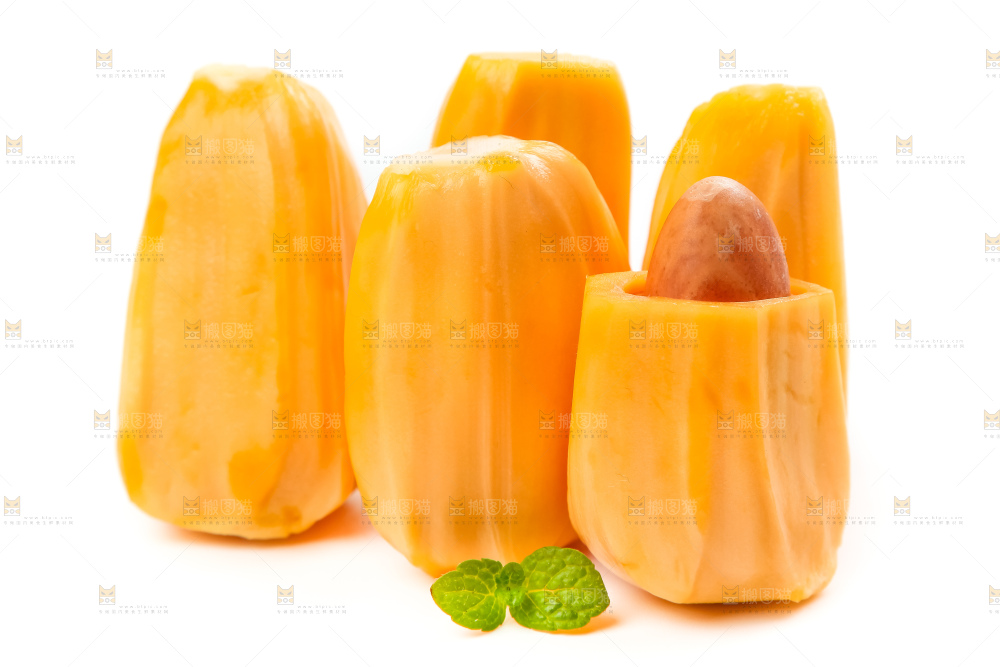 白底上放着红心菠萝蜜