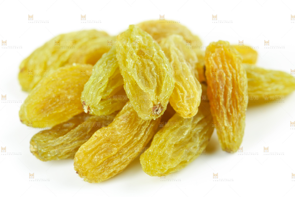 白底上的绿葡萄干