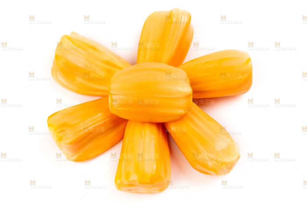 白底上放着红心菠萝蜜