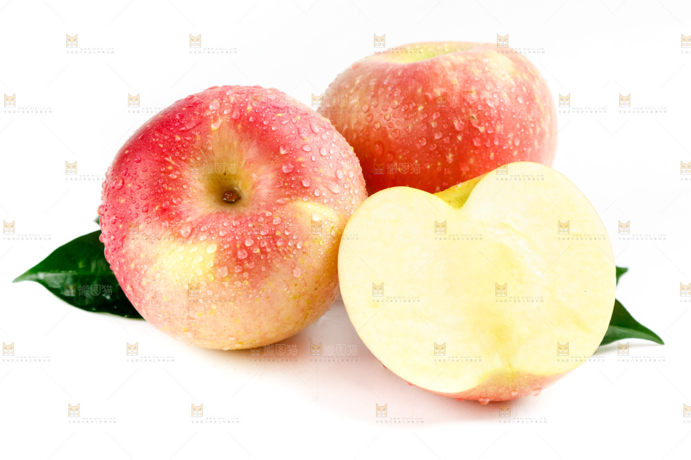 白底上的红苹果