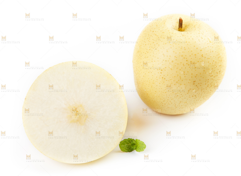 白底上摆放着河北皇冠梨