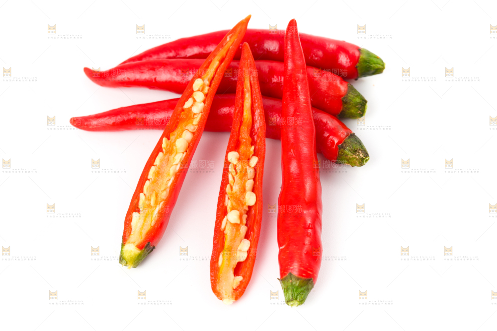 白底上摆放着广西小米椒