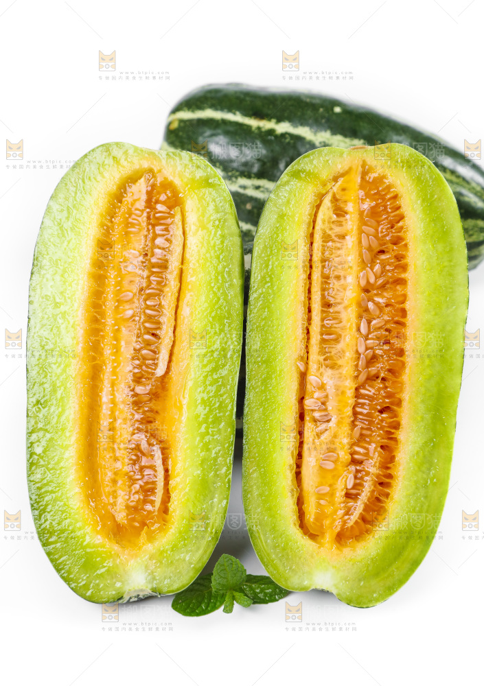 白底上放着博洋蜜脆甜瓜