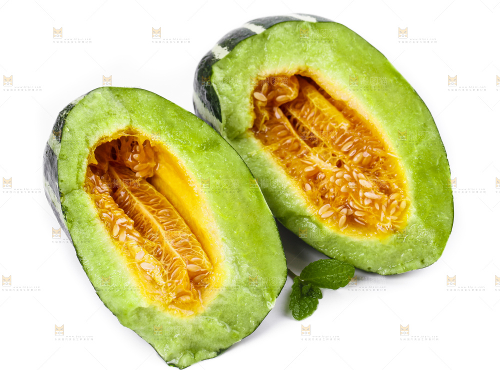 白底上摆放着博洋香瓜